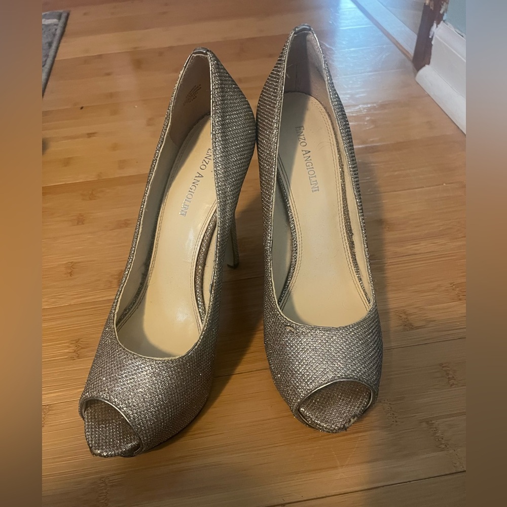 Enzo Angiolini Size 9.5 glitter platform peep toe heel